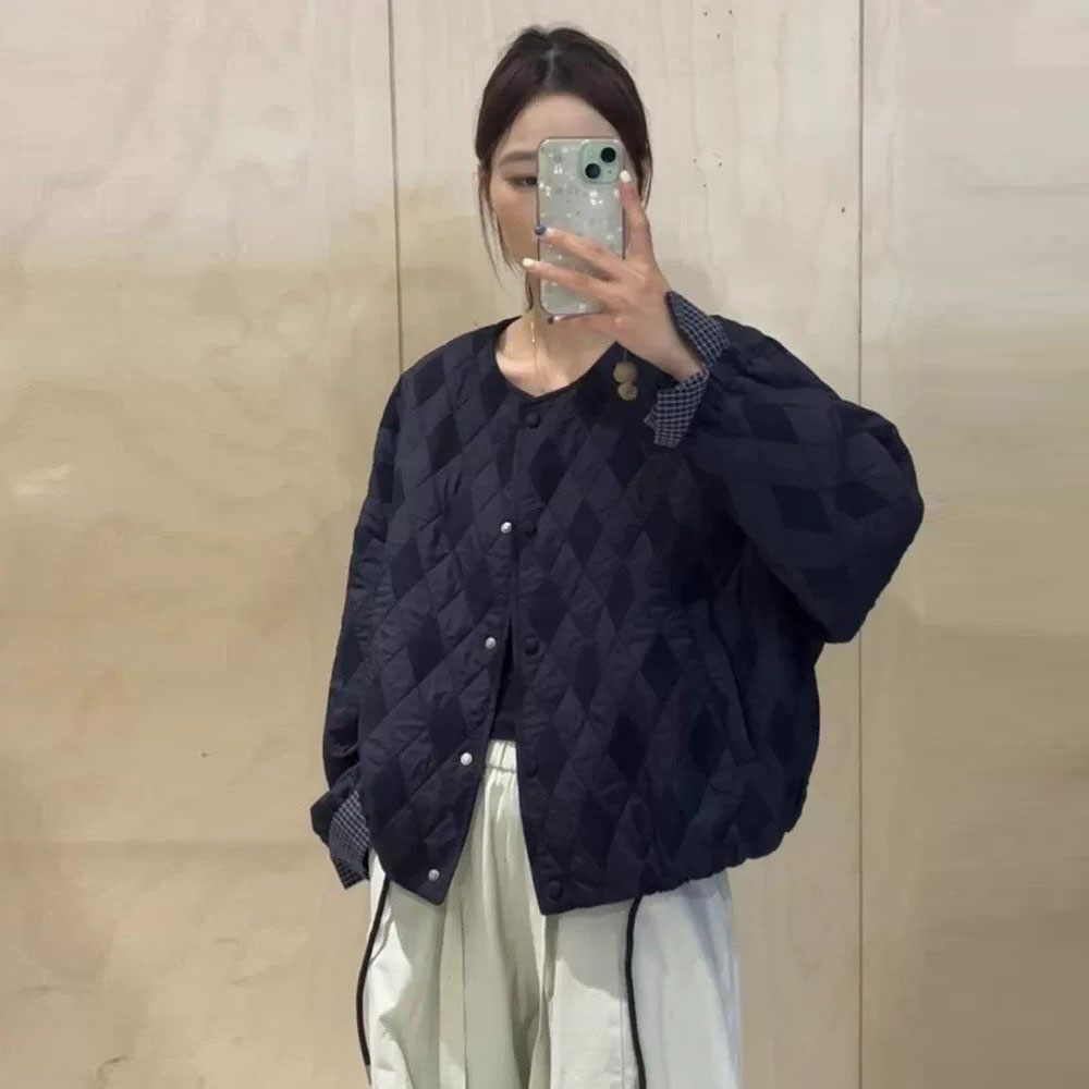 秋季新款休闲拼接圆领上衣