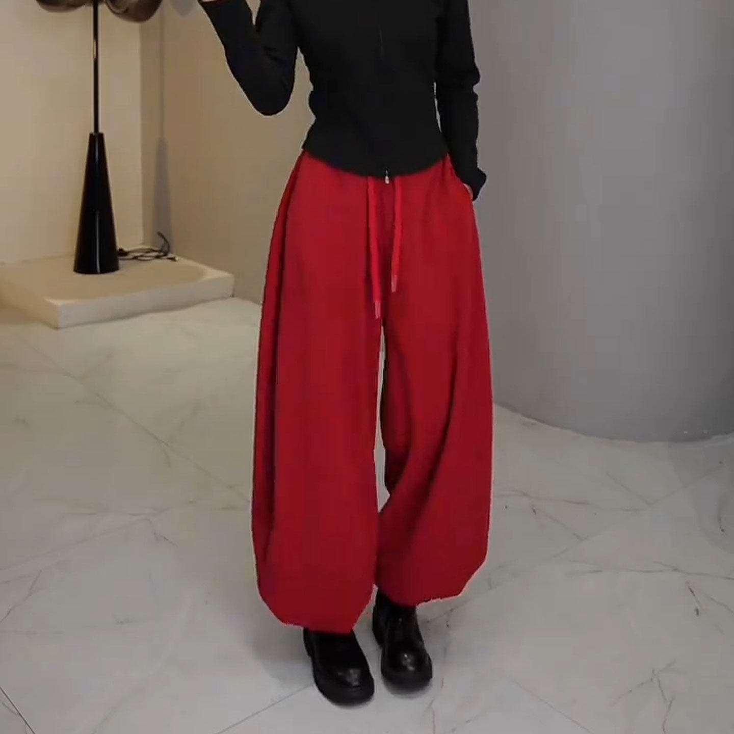 红色加绒裤子女秋冬2025新款今年流行爆款加厚弯刀裤阔腿运动卫裤,女装/女士精品,休闲裤,淘宝优惠券,粉丝福利购,淘宝优惠卷