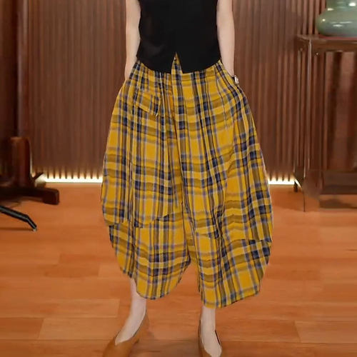 显瘦宽松遮胯垂感弯刀九分休闲裤