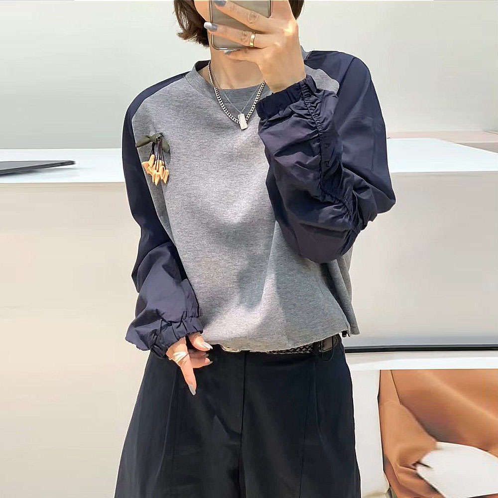 新款韩版设计感撞色拼接休闲卫衣