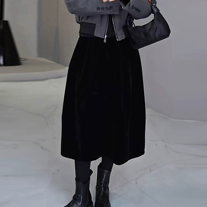 口袋半身裙花苞裙中长款韩版