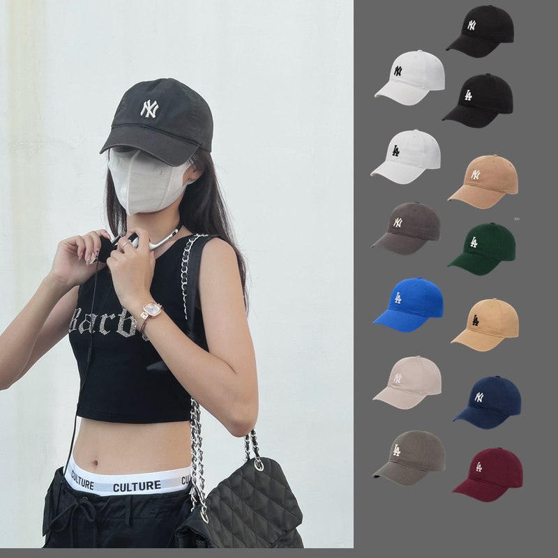 韩国正品MLB帽子NY洋基队棒球帽男女款弯檐LA春秋小标鸭舌帽CP77