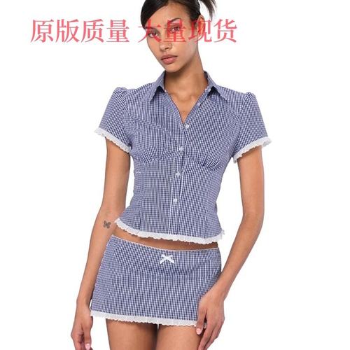 SweetChilling25夏学院风收腰紧身衬衫含打底裤半裙套装