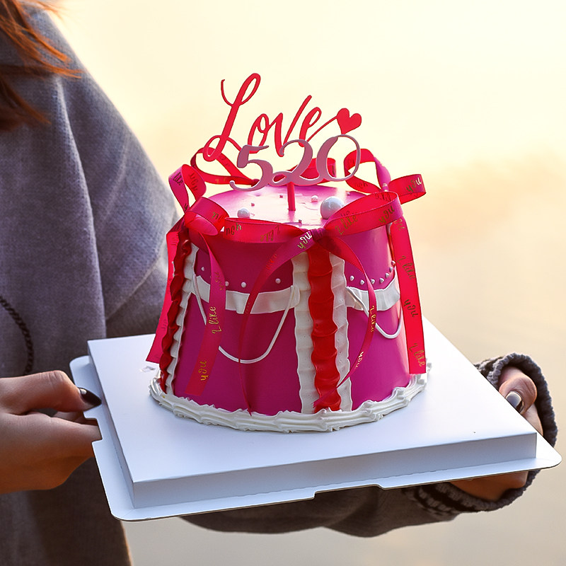 网红情人节蛋糕装饰摆件唯美简约丝带节日快乐520亚克力爱心卡片,节庆用品/礼品,节日装扮用品,淘宝优惠券,粉丝福利购,淘宝优惠卷