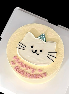 糖堡森林猫猫翻糖切模大头生日帽小猫咪蛋糕装饰烘焙模具塑料压模