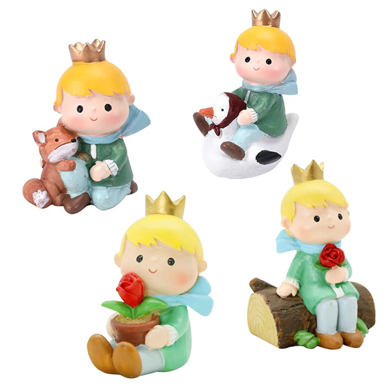 烘焙蛋糕装饰卡通可爱小王子玫瑰花眺望日落儿童生日派对摆件配件