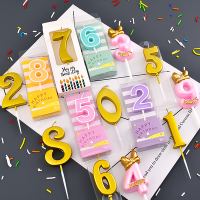 金色数字蜡烛生日蛋糕装饰周岁