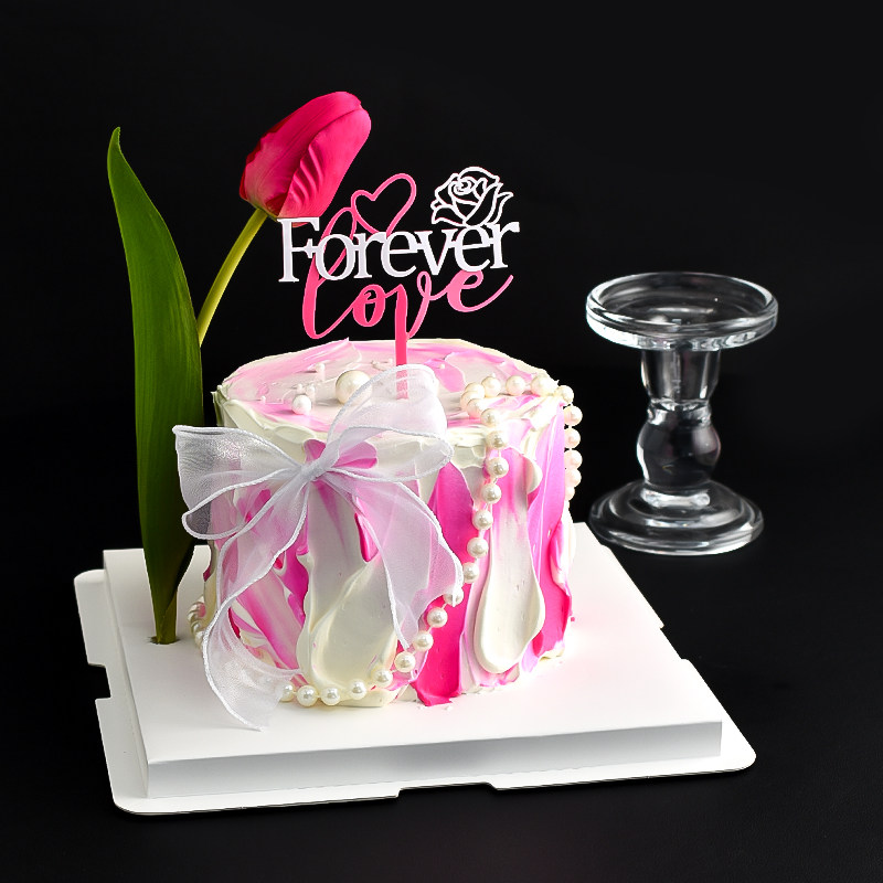 情人节蛋糕装饰网红郁金香花朵forever亚克力插牌丝带甜品台插件,节庆用品/礼品,节日装扮用品,淘宝优惠券,粉丝福利购,淘宝优惠卷