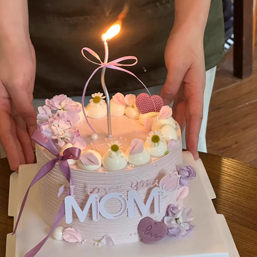 母亲节唯美蛋糕装饰2026MOM亚克力妈妈节日郁金香插牌烘焙装扮