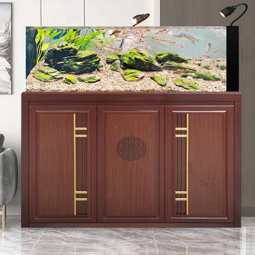 江彩客厅落地溪流超白缸