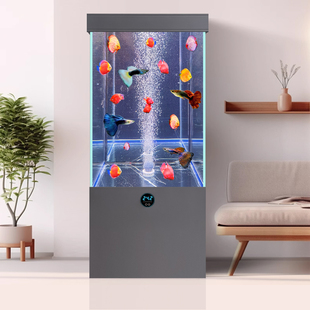 新款 方形水族箱 金鱼缸底滤客厅电视柜旁大中型落地超白玻璃水立式