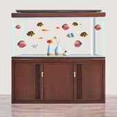 江彩鱼缸大型超白鱼缸客厅中式 水族箱客厅屏风生态鱼缸红龙高端缸