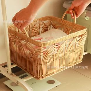 编花仿藤编筐衣物框菜篮塑料编织篮大号整理箱脏衣篮卫生间收纳筐