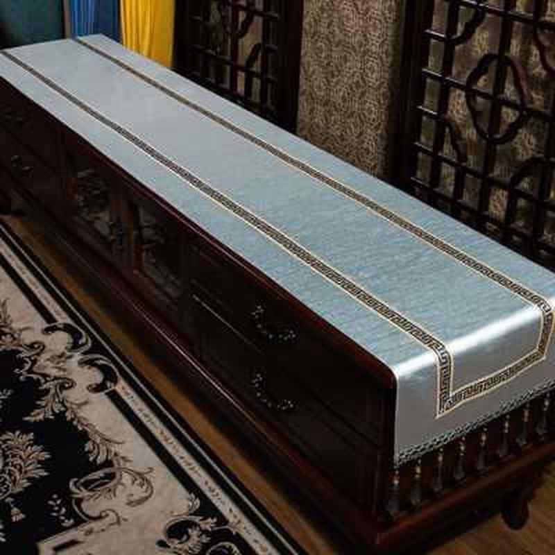 中式轻奢提花桌布电视柜盖巾玄关盖布餐桌垫茶几长条防尘桌旗台.o