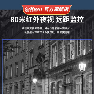 大华摄像头手机远程室外红外夜视30米高清poe网络商用监控摄影器