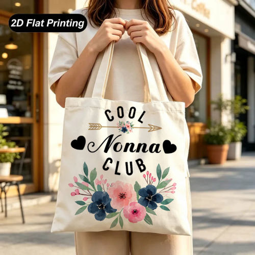 帆布手提袋 Cool Nonna Club花卉送奶奶文艺风手提校园可折叠