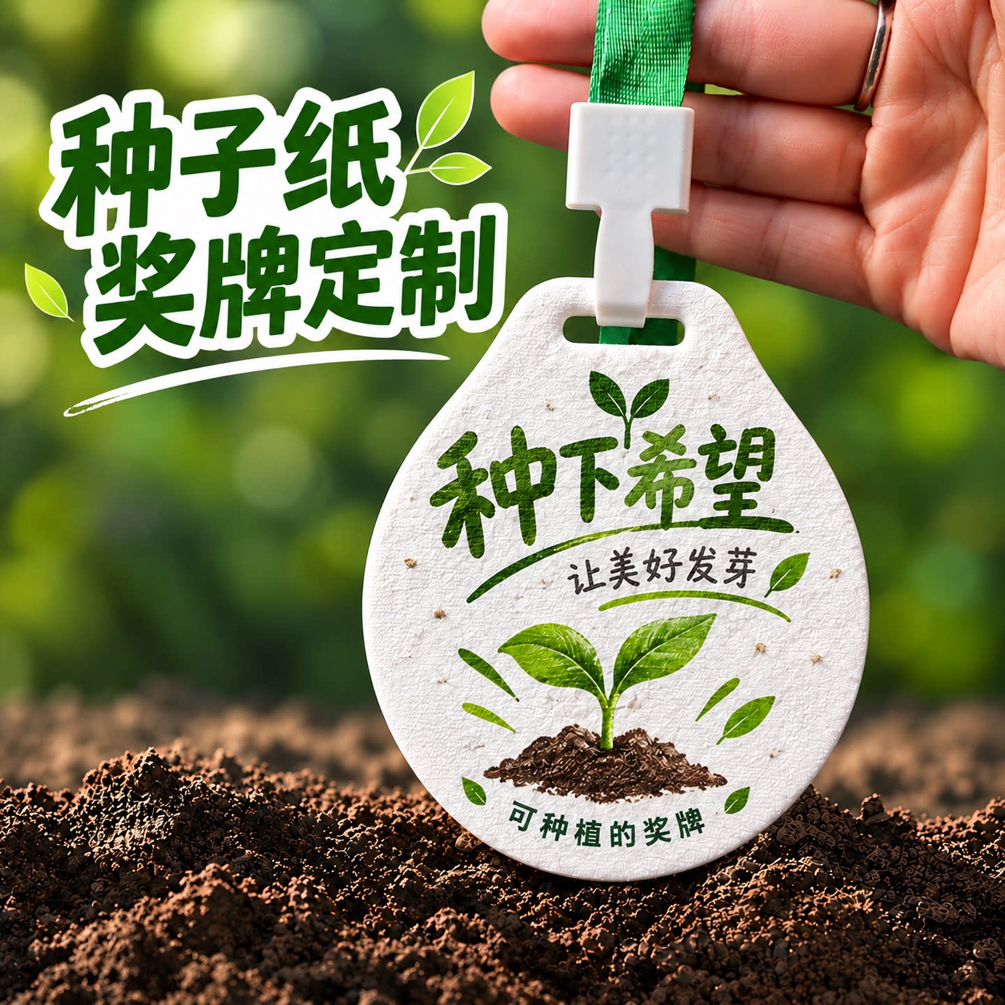种子纸奖牌定制幼儿园运动会比赛勋章公益可种植胸牌印刷会发芽可降解卡片纸质文创意周边运动环保纪念品奖章图片