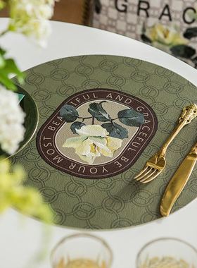 Nordic solid double-layer leather placemats heat-proof pads