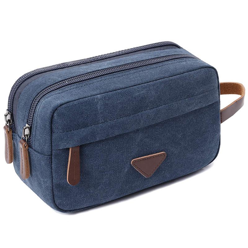 Mens Travel Toiletry Wash Bag Big Capacity Canvas Leather Co