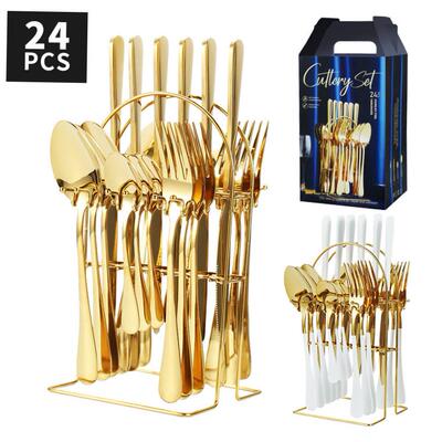 Western stainless steel tableware 24pcs knife fork and spoon
