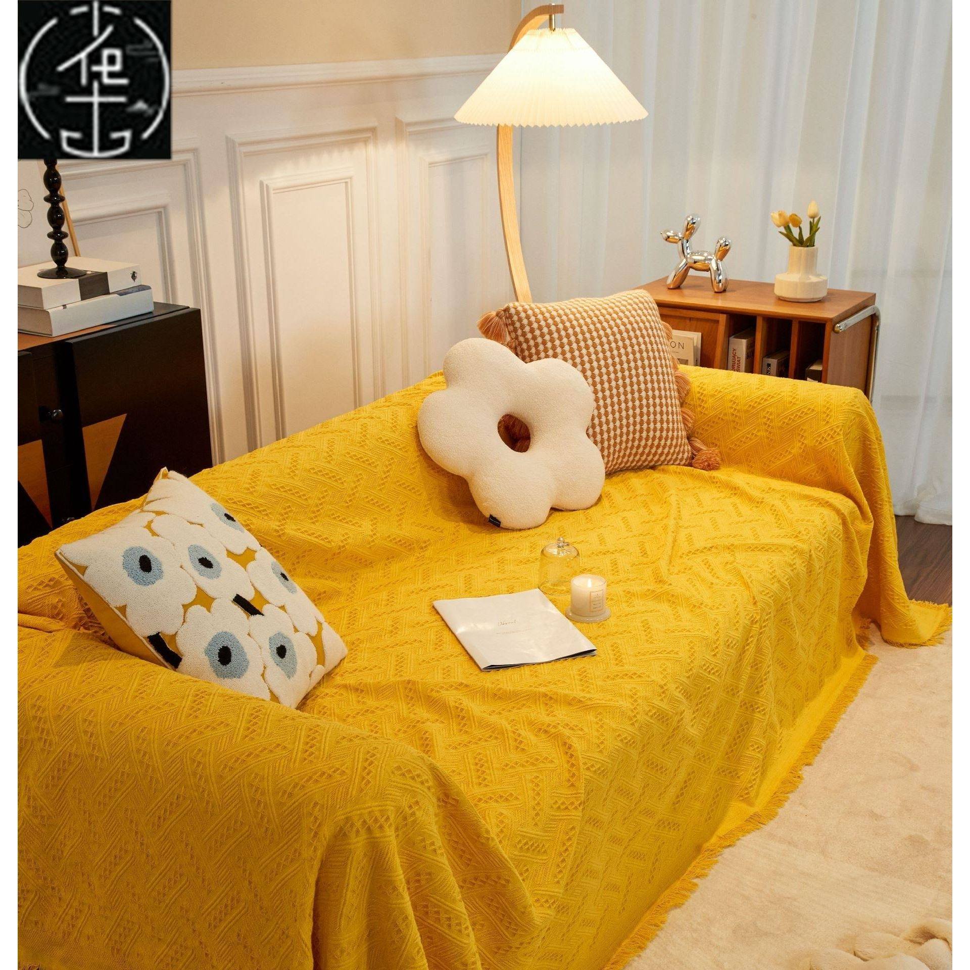 casual blanket beige sofa towel knitting blanket throw white