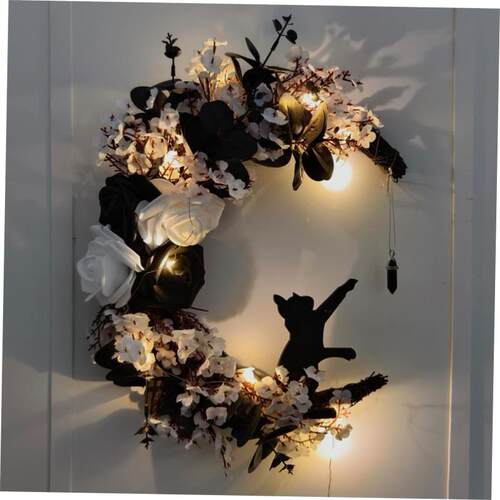 Halloween deadwood garland decorated with vine circles万圣节