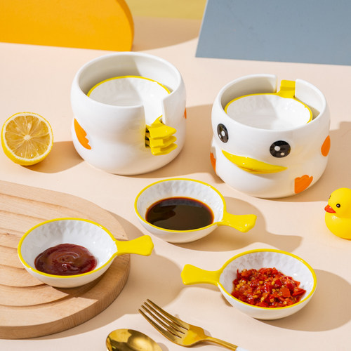 陶瓷卡通味碟家用蘸料碟调味碟火锅酱油醋碟餐厅小料碗套装耐高温