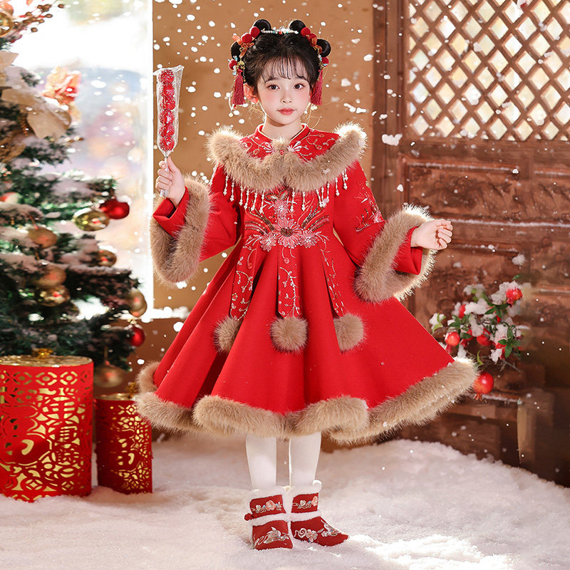 女童加绒拜年服冬季新款中国风儿童公主裙中大童唐装新中式连衣裙,童装/婴儿装/亲子装,连衣裙,淘宝优惠券,粉丝福利购,淘宝优惠卷