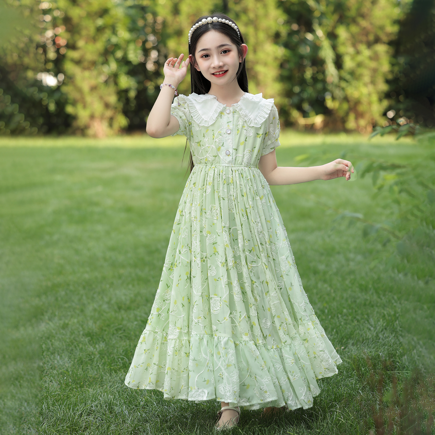 女童连衣裙夏装2025新款洋气儿童雪纺碎花裙薄款夏季生日礼服裙子