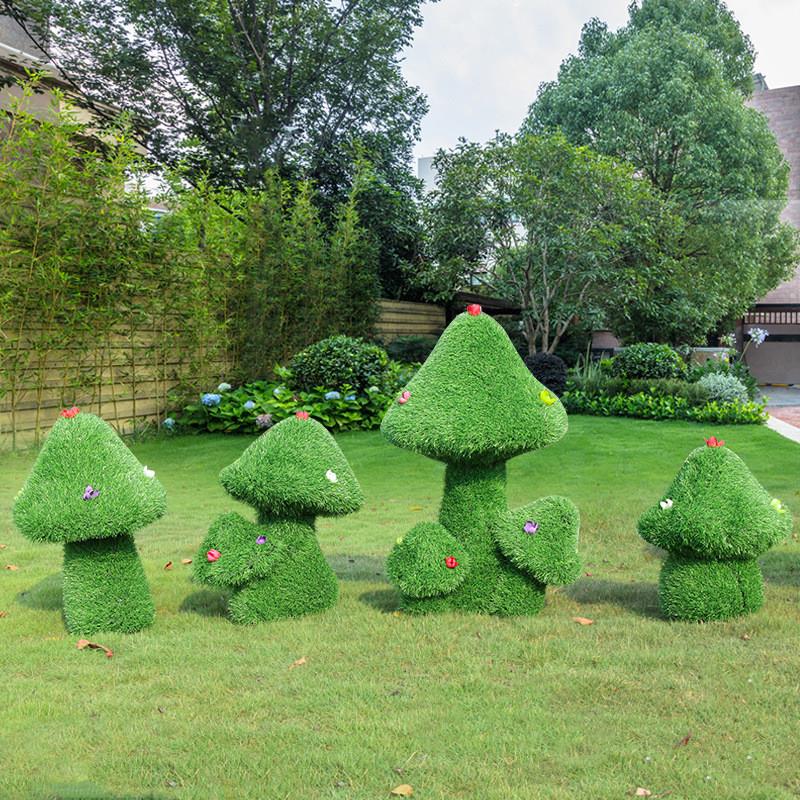户外绿植摆件玻璃钢植草蘑菇雕塑公园林景观地产楼盘庭院草地装饰