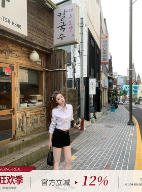 CHANGING REAL 休闲特调 黑色显瘦a字短裤女百搭休闲高腰热裤