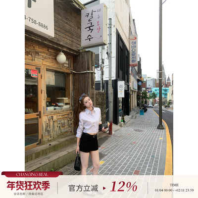 CHANGINGREAL黑色a字短裤女夏