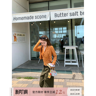 南瓜色荡领挂脖开衫 南法阳光 两件套女吊带外搭夏 REAL CHANGING