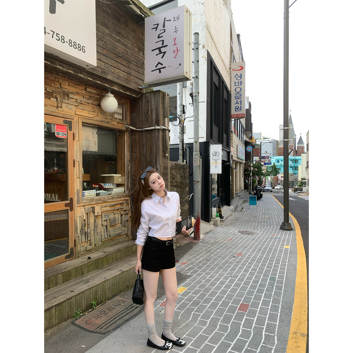 CHANGINGREAL黑色a字短裤女夏