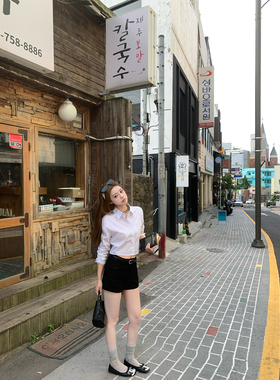 CHANGING REAL 休闲特调 黑色显瘦a字短裤女百搭休闲高腰热裤