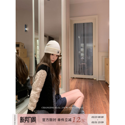 CHANGINGREAL拼色开衫外套女