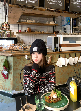 CHANGING REAL 费尔岛雪夜 毛衣显瘦设计感百搭上衣围巾两件套