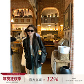 CHANGING 拿手好戏黑色复古休闲皮衣外套女西装 REAL 银河Crush