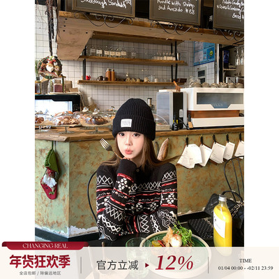 CHANGINGREAL费尔岛针织开衫女