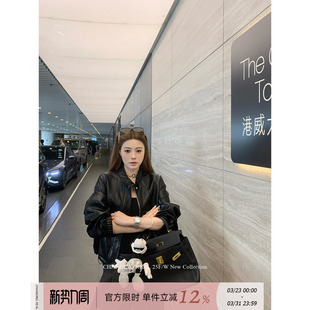 CHANGING REAL 夜幕流星 高级感短款立领黑色皮衣女夹克pu皮外套