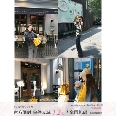 CHANGINGREAL灰色阔腿西装裤女