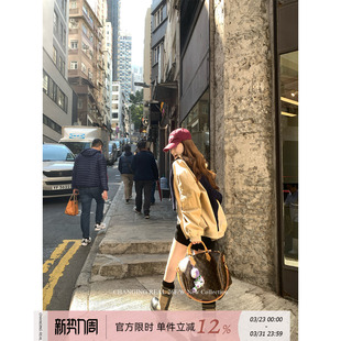 巴恩风卡其色棒球服外套春季 佛洛伊德 休闲夹克女 REAL CHANGING