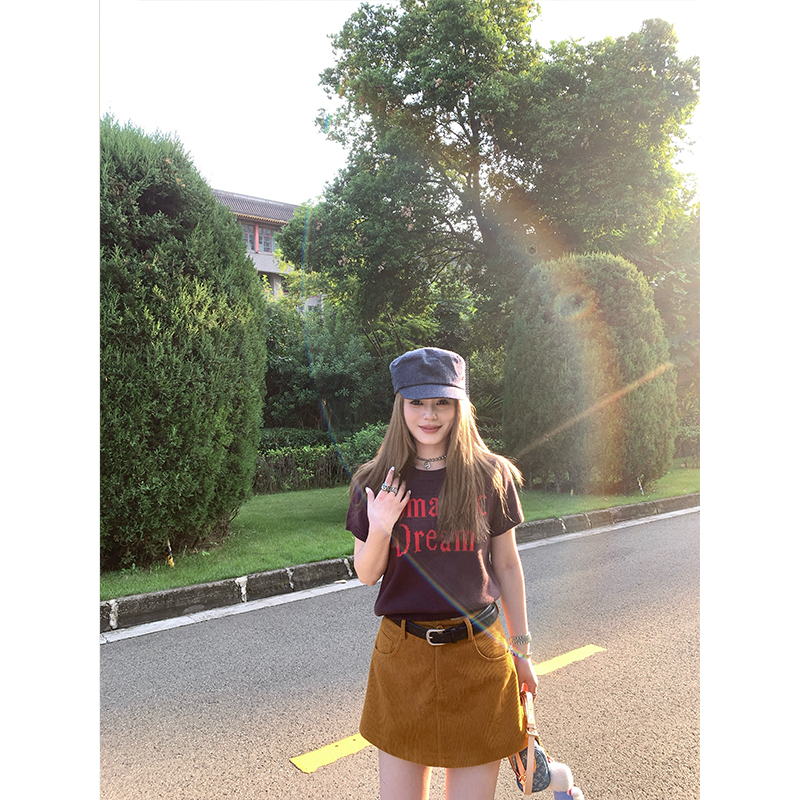 CHANGINGREAL复古咖调针织短袖