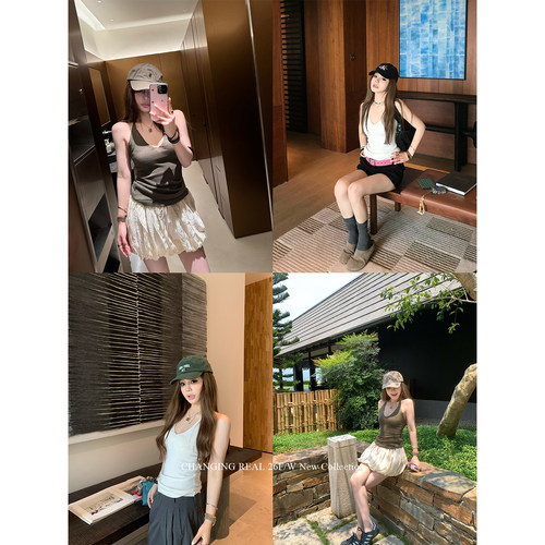 悸动信号针织挂脖V领吊带内搭