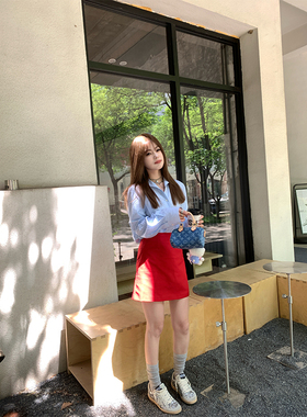 CHANGING REAL 微醺樱桃冷萃 显白满分红色短裙百搭显瘦半身裙