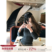 CHANGING 毛衣女针织打底上衣 亨利领深灰色修身 REAL 秒变纸片人