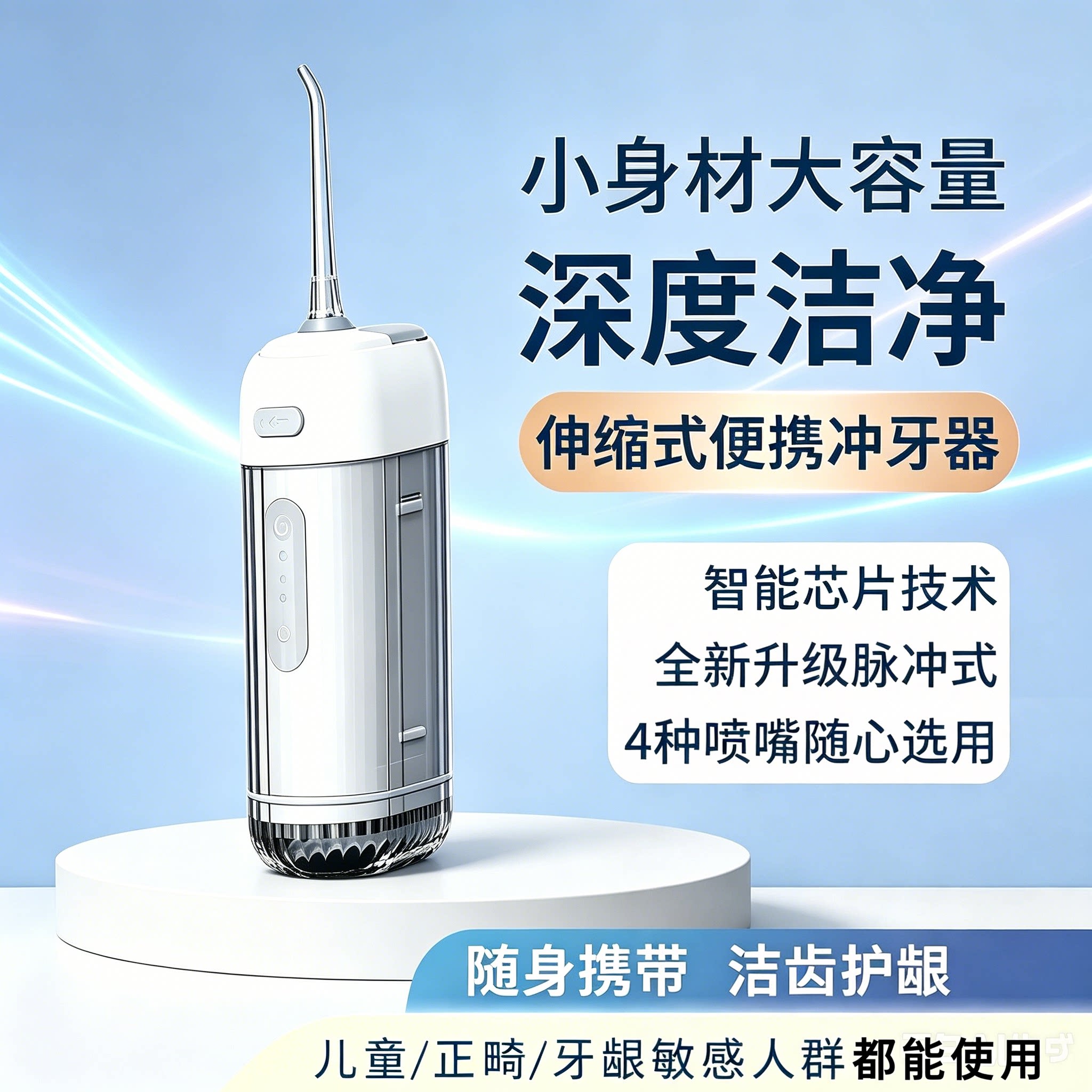 口袋随身水牙线 4 档变频出水，牙套党正畸日常深度清洁牙齿好物