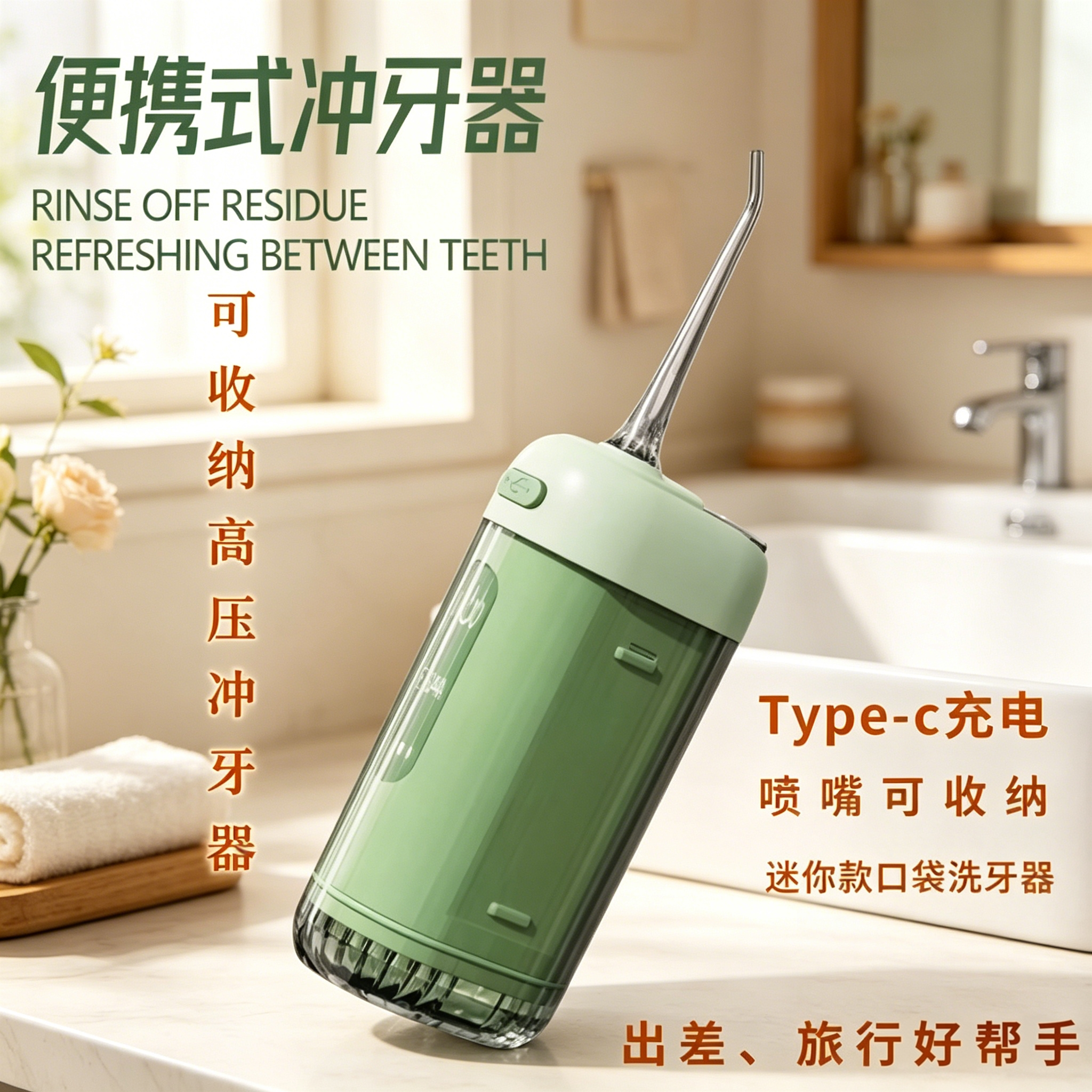 小巧随身冲牙器电动洁牙器正畸专用水牙线家用牙齿清洁工具