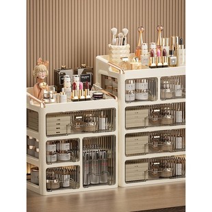 抽屉式化妆品收纳盒轻奢大容量多功能桌面收纳盒口号护肤品置物架