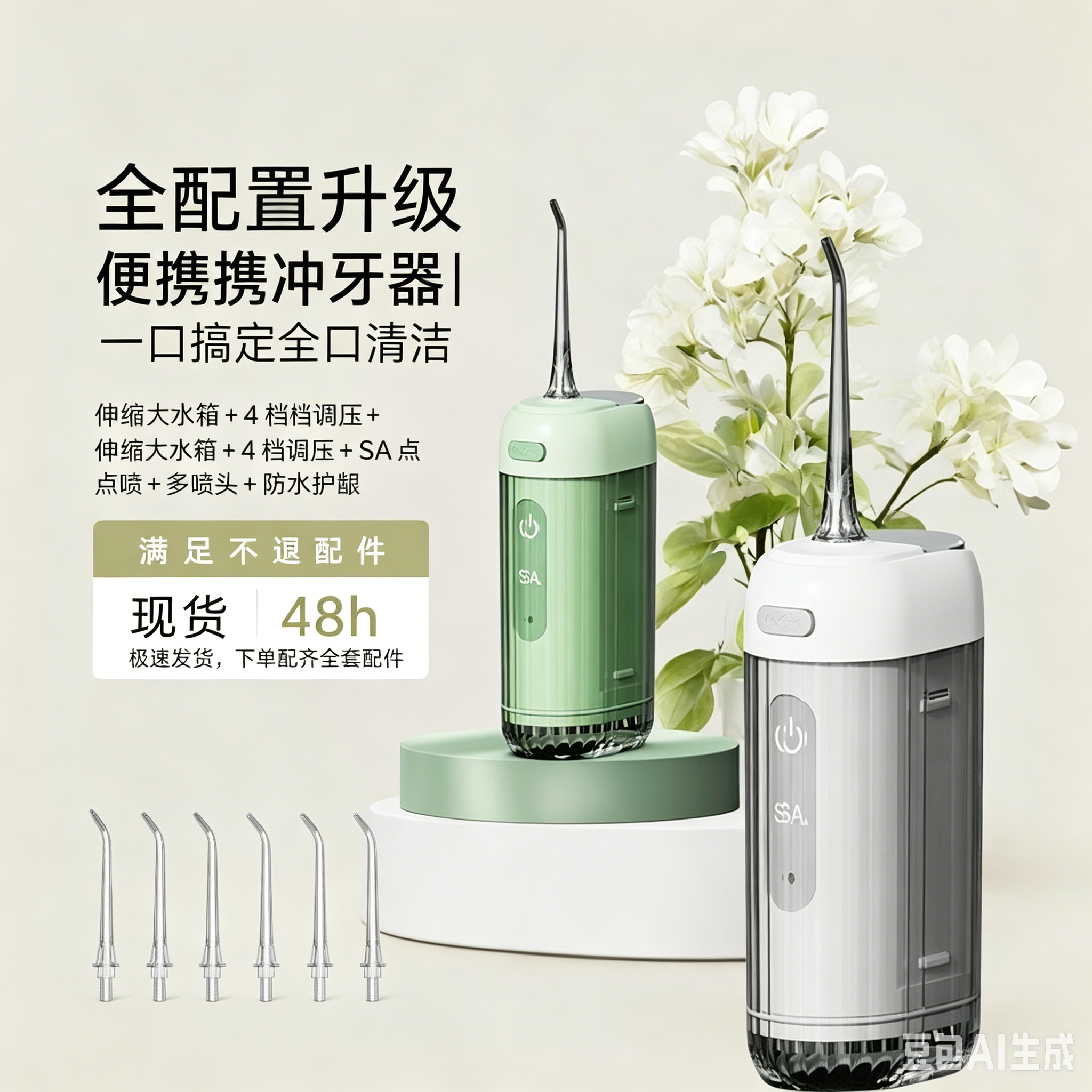 牙龈易出血用这款，精细脉冲便携水牙线，儿童牙套清洁专用冲牙器